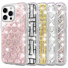 For Apple iPhone 16 15 Pro Max Phone Case Glitter Clear Sparkly Bling Cover