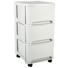 Rollcontainer Schubladenturm  Schubladenschrank rollbar 3 Schubladen weiß