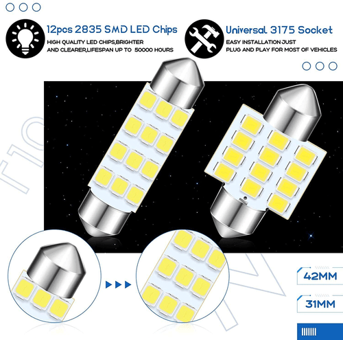 Kit de 20 bombillas LED interiores domo matrícula luces para Honda Toyota - Imagen 5 de 12