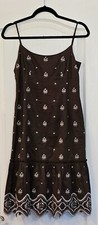 Ann Taylor Dress Womens 2 Petites Brown Floral Embroidered Pullover Slip Dress