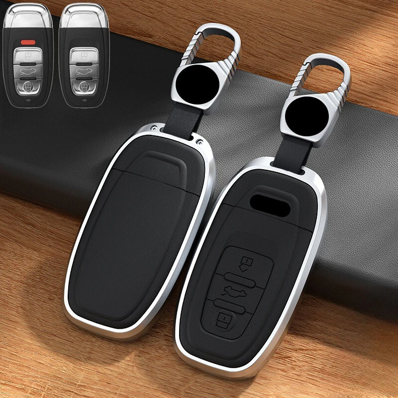 Aluminum Alloy Leather Car Key Case Cover For Audi A3 A4 A5 A6 A7 A8 Q2 Q5 S4 S6 Foto 4 de 4