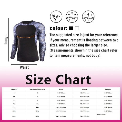 Men's Thermal Tops Long Sleeve Compression Shirts Basketball Training Shirts - Foto 24 di 93