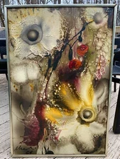 Vtg Mid Century Modern Abstract Oil Painting Expressionism Modernism 1969 Mcm