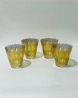 Vintage MCM Signed Culver, 4 Amber Yellow Topaz & 22k Gold Tiffany Glasses 4”