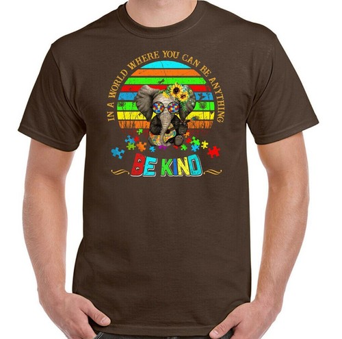 Autismo Conciencia Día Camiseta, Be Kind Elefante Autista Hombre Unisex Camiseta - Imagen 23 de 29