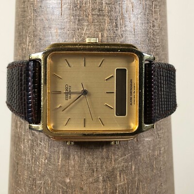 せーこページ Vintage Seiko Men Leather Analog Digital For Watch Parts Or Repair