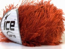 Copper Eyelash Yarn Ice Rust Orange-Brown Fun Fur 50 gram 22758