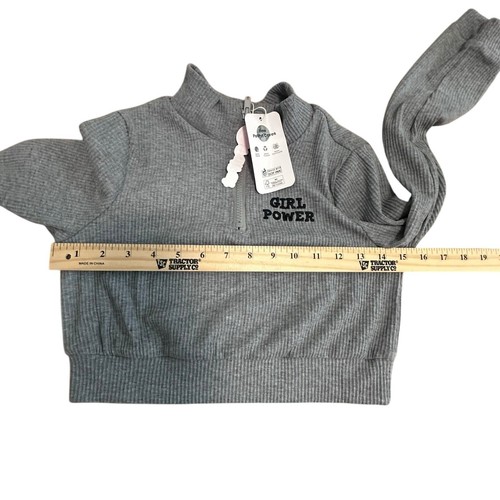 PetPat Girl Power Cropped Hoodie Gray Kids Pullover 9-10Y Long Sleeve - Picture 6 of 12