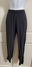 MONROW NEW Dark Charcoal Gray 100 Crepe Rayon Elastic Waist Jogger Pants Sz S
