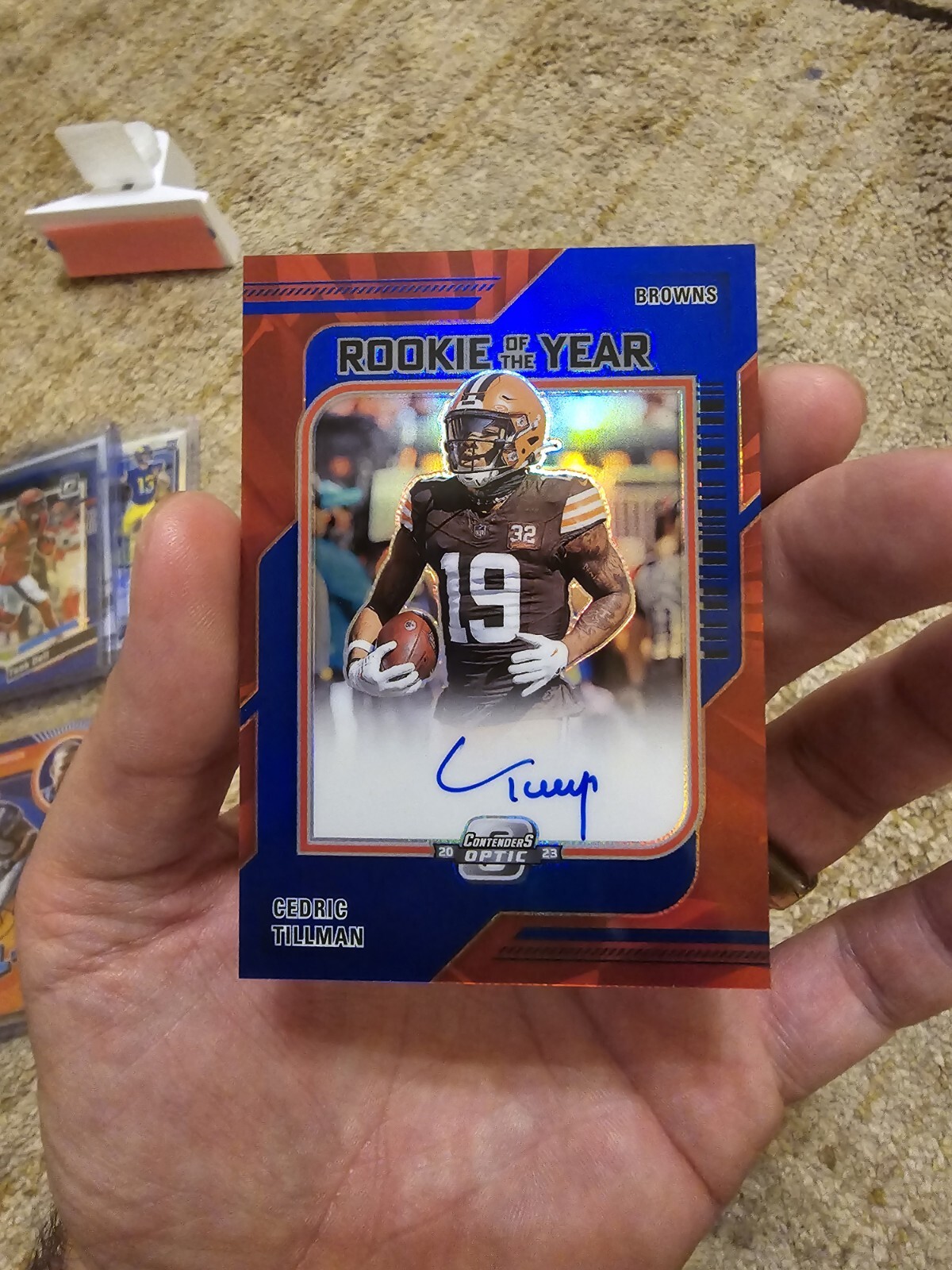 2023 Contenders Optic - CEDRIC TILLMAN Rookie Of The Year AUTO BLUE PRIZM 63/75