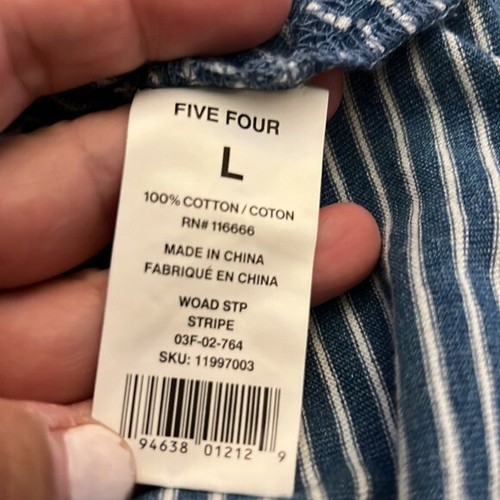 Five Four Blue & White Stripe Woad Long Sleeve T-Shirt Men’s Large - Picture 4 of 5