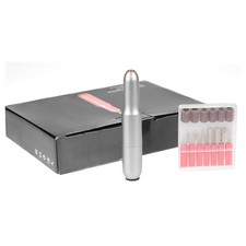 Portable Nail Drill Electric Polisher Machine with 6 Head &6 Sanding Band Silver
