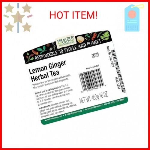 Frontier Co-op Lemon Ginger Herbal Tea 1lb - Picture 2 of 2