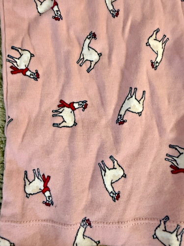 GAP KIDS Pajama Set Pink Llama w/Christmas hat Long sleeve Top Long Pants Size 8 - Picture 4 of 5