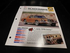 1972 Stutz Blackhawk Spec Sheet Brochure Photo Poster 1972 Stutz Blackhawk Spec Sheet Brochure Photo Poster