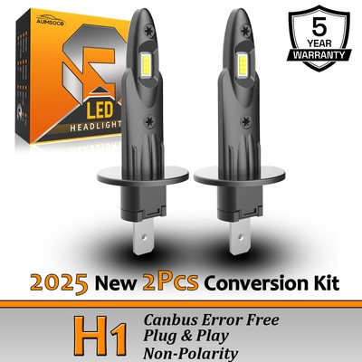 2x H1 LED Light Bulbs Conversion Kit High Low Beam Super Bright 6500K White