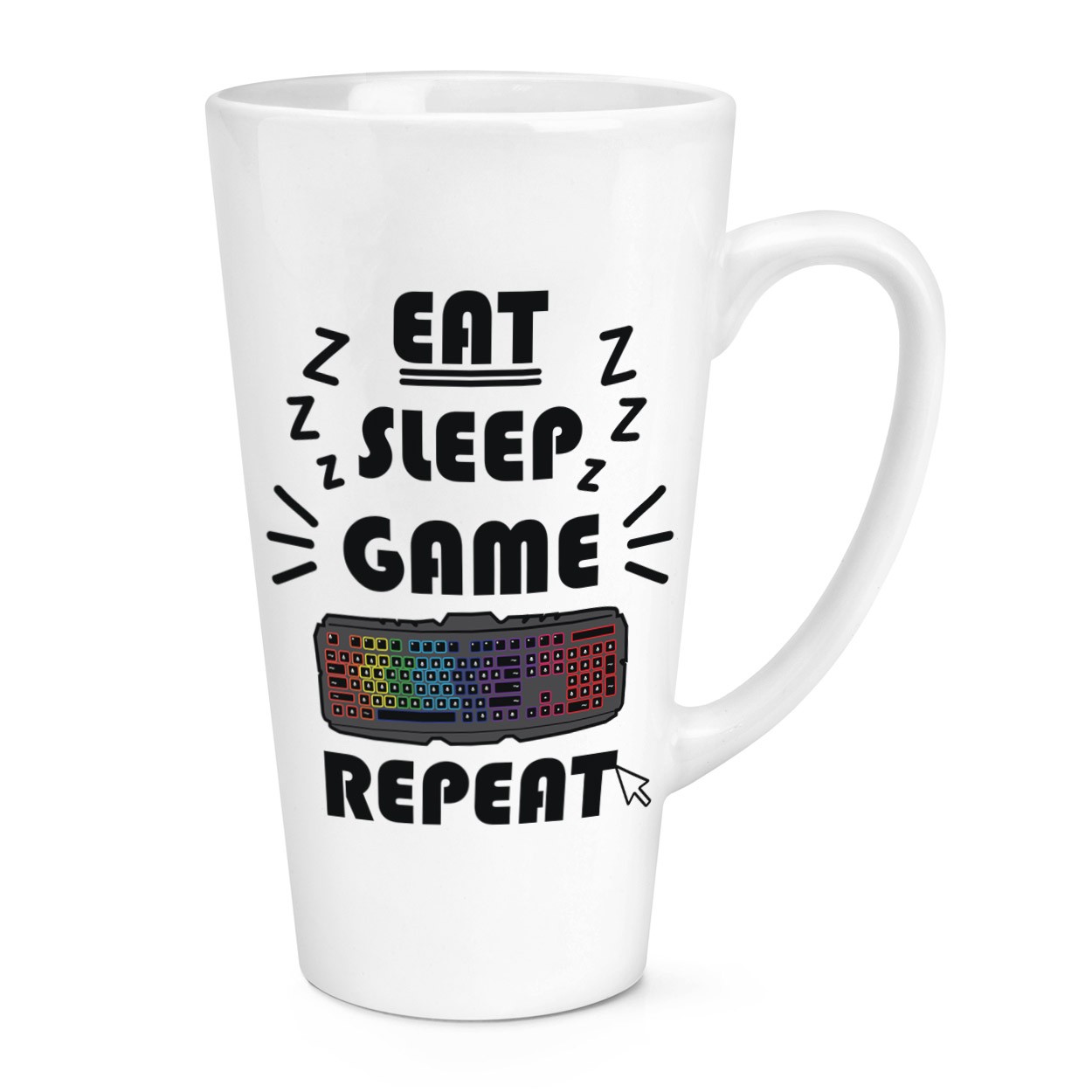 Eat Sleep Game Repeat 17oz Large Latte Mug Cup Gamer Gaming Funny Joke