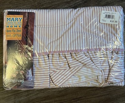 Springmaid Mary Emmerling Retro Cottage Ruffled Queen Flat Sheet Vintage NEW