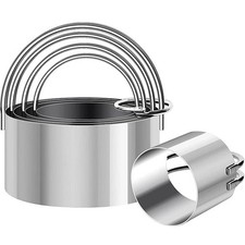 Biscuit Cutter Set Round Cookie Cutters with Handle 5 Pieces Stainless Steel New