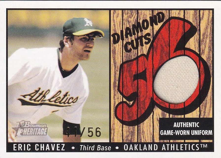 2003 Bowman Heritage Eric Chavez Diamond Cuts Red Relic (41/56) #DC-EC  Jersey