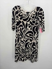 Pre-Owned J Crew Black Size Small Printed Shift Knee Length Long Sleeve Dress