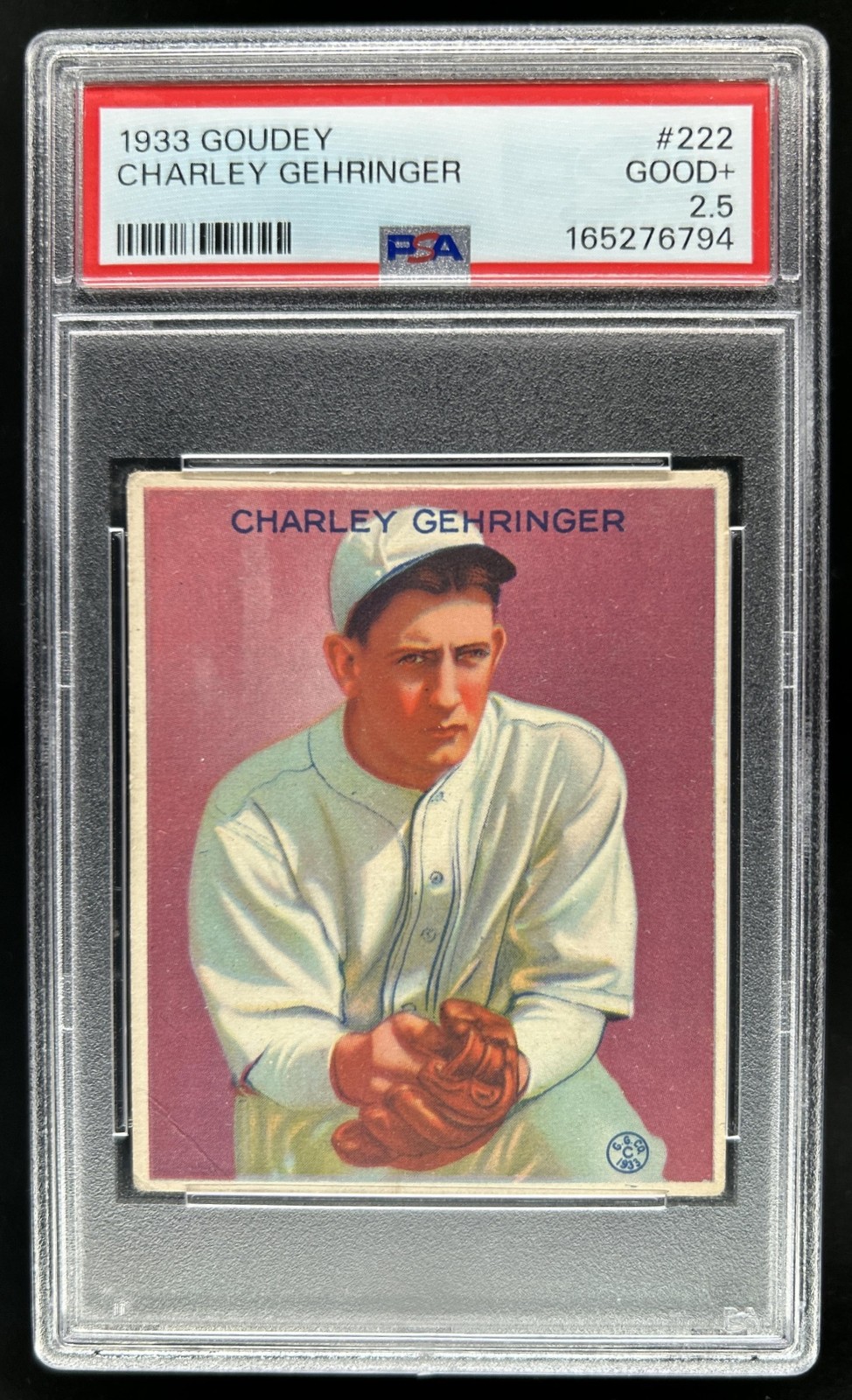 1933 Goudey R319 Charlie Gehringer Rookie RC #222 Tigers PSA 2.5 view 1