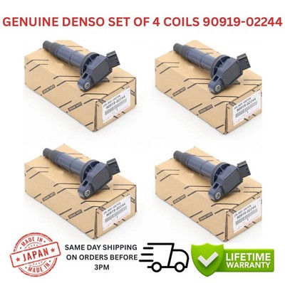GENUINE DENSO x4 Ignition Coils For 2001-2012 Toyota Lexus Scion I4, 90919-02244