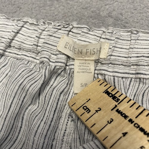 Eileen Fisher Leinenhose klein weiß gestreift Stretchbund Strand Lagenlook - Bild 2 von 8