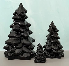 Mosser Glass Christmas Tree Set - 3 sizes - BLACK  Holiday HALLOWEEN