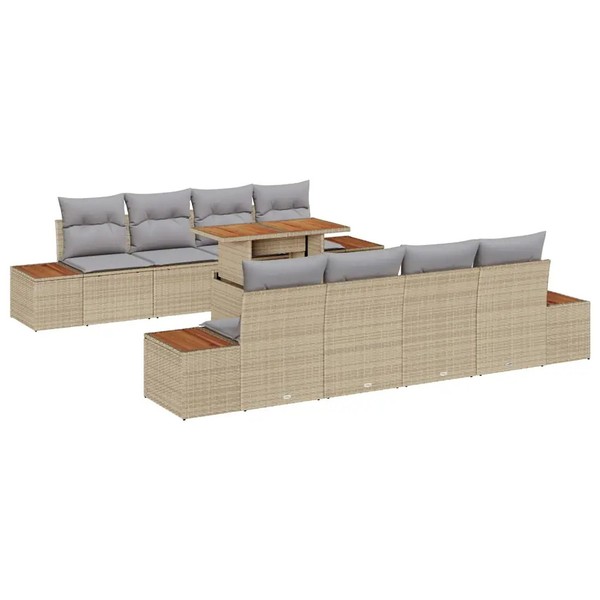 Garten Essgruppe 9-Teilig Mit Kissen Beige Grau FüR Terrasse-image