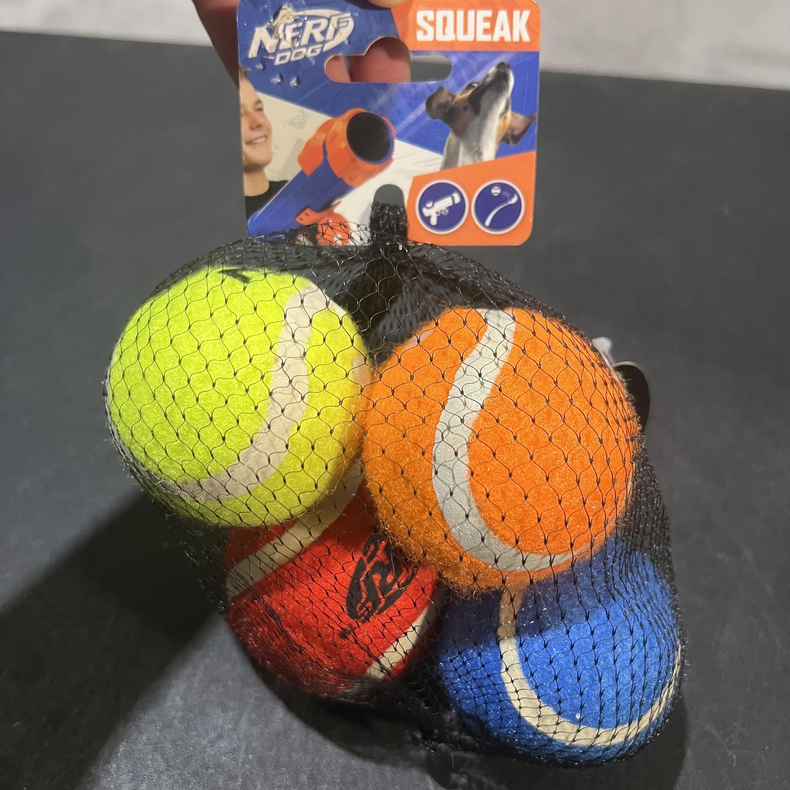 Nerf Dog Squeak Tennis Balls Dog Toy 4 Pack Launcher Fetch R