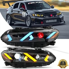 Pair Red Devil Eye LED Headlights For Honda Civic 11th Gen 2022-2025 Front Lamps