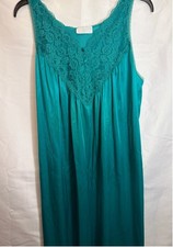 Vintage Vassarette Women  s Long Nightgown Nylon Lace Nightie Chemise 70  s Large