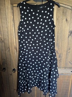 Black Polka Dot Dress Size 16 Wallis UK
