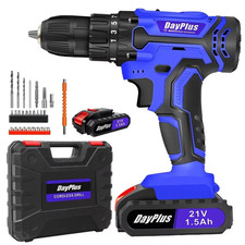 21V Cordless Hammer Drill Set + 2 Battery | Electric Impact Driver Screwdriver
