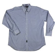 Vintage Chaps Ralph Lauren Shirt Mens 17 34/35 Blue Striped Button Down 90s