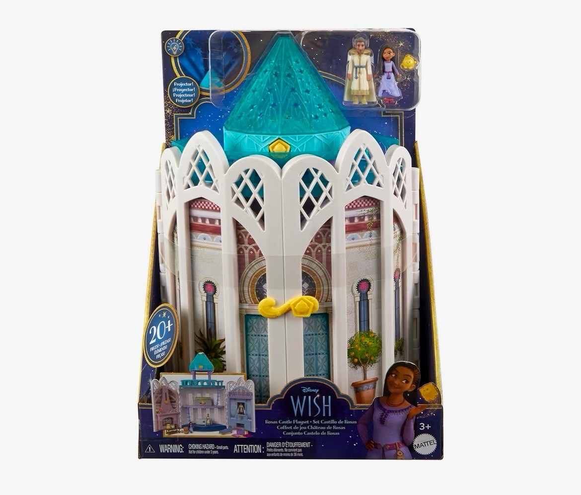 Disney Wish Rosas Castle Playset, Dollhouse with 2 Posable Mini Dolls, Star