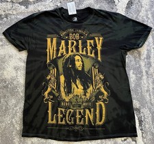 Zion Rootswear Men's Short-Sleeve Bob Marley Legend Tee Black Bleach, Medium M