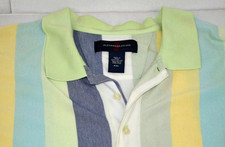 Vintage Shirt Alexander Julian Size XXL 90s Sea Green Blue Stripe Cotton Polo