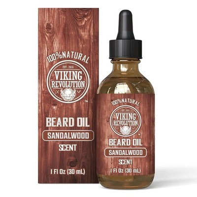 Viking Revolution Sandalwood Beard Oil 1 oz - Mens Beard Growth Conditioner