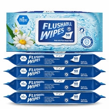 MED PRIDE Flushable Wipes XL 7x7 Adult Unscented Aloe Sensitive Skin 300-600ct