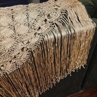 Heavy Vintage 1920 Cream satin ribbon macrame shawl with fringe Boho — photo 8