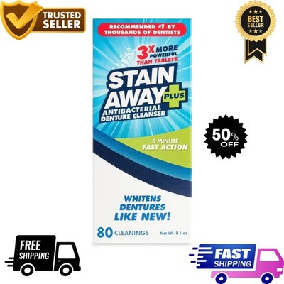 Stain Away Plus Denture Cleanser, Professional Strength, 8.1 oz, 80 Cleanings