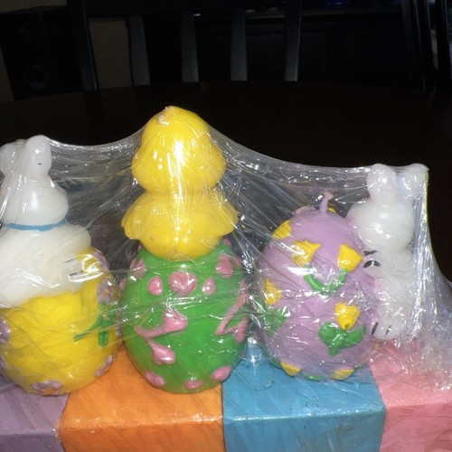 Vintage Happy Easter Candle Set Rabbits Chicks Eggs - Picture 7 of 10