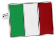 Italian Flag Cufflinks Pair Gift Box Polishing Cloth Italian Jewelry Accessories