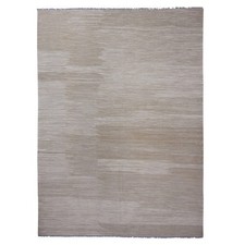 9' x 12'1" Beaver Brown Solid Design Mixed Wool Hand Woven Flat Weave Rug R20948