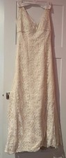 davids bridal wedding dress T9612 Ivory Lace Size 12