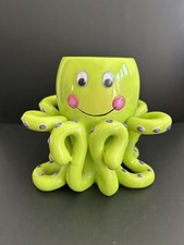 Whimsical Bright Green Octopus Sea Life Figure Cup Toothbrush Plant Holder