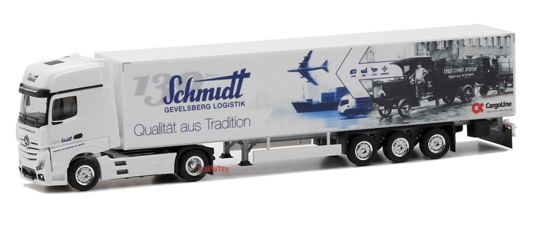 Miniature Herpa Mercedes Benz Actros 2018 L 4x2 remorque 3 essieux transport routier miniature