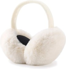 LCXSHYE Winter Ear muffs Faux Fur Warm Earmuffs Cute Foldable Outdoor A-white
